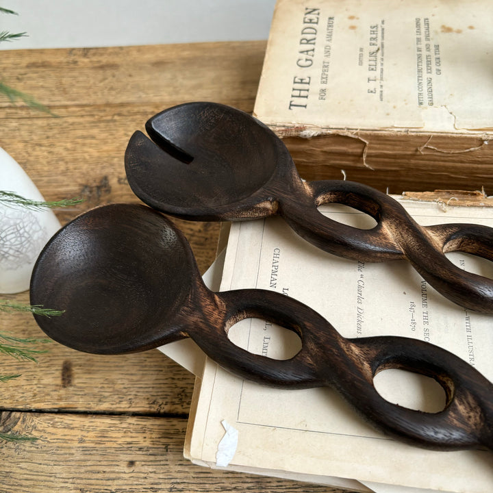 Dark Wood Salad Servers