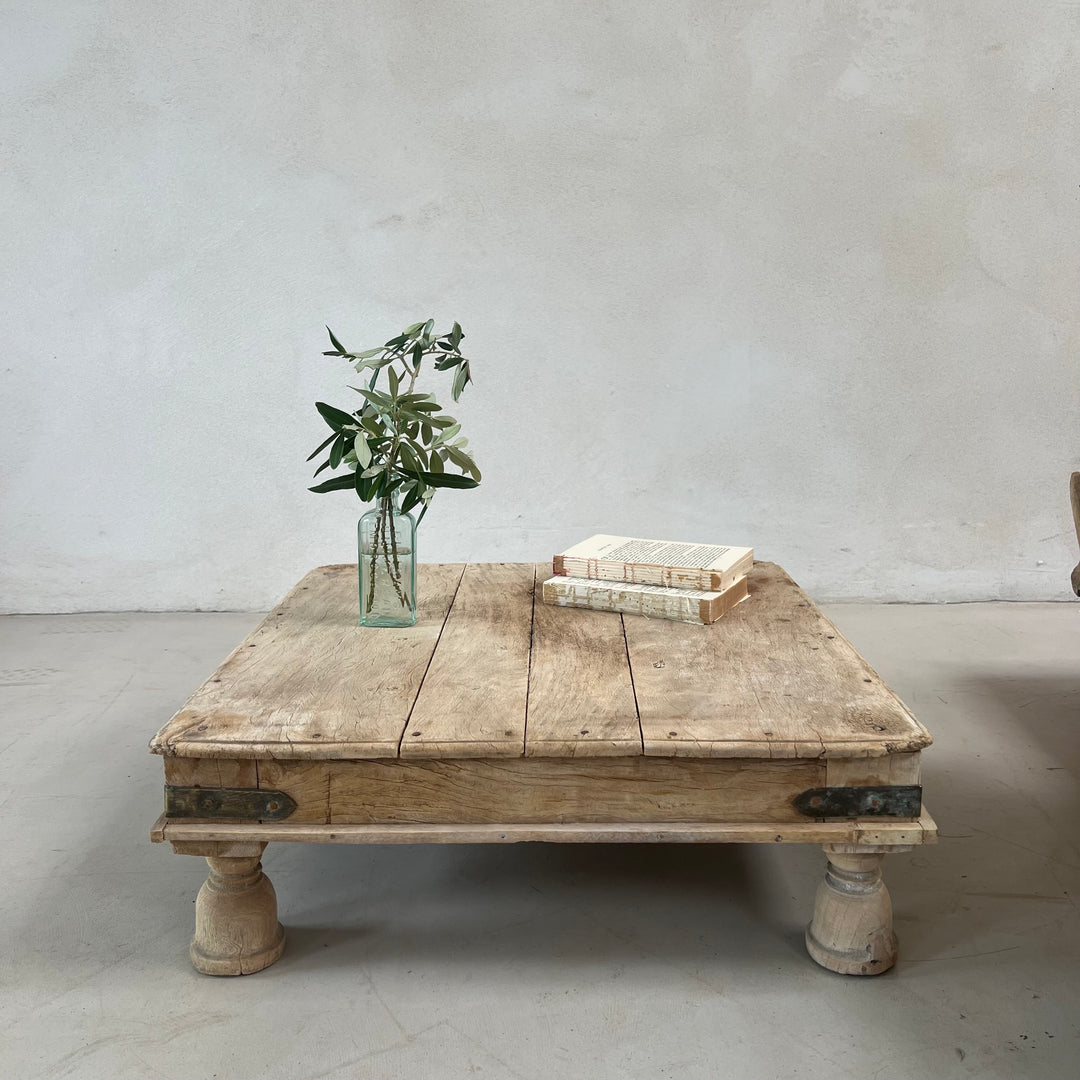 Antique Sqaure Indian Low Coffee Table | Bajot