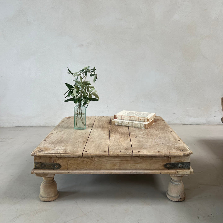 Antique Sqaure Indian Low Coffee Table | Bajot