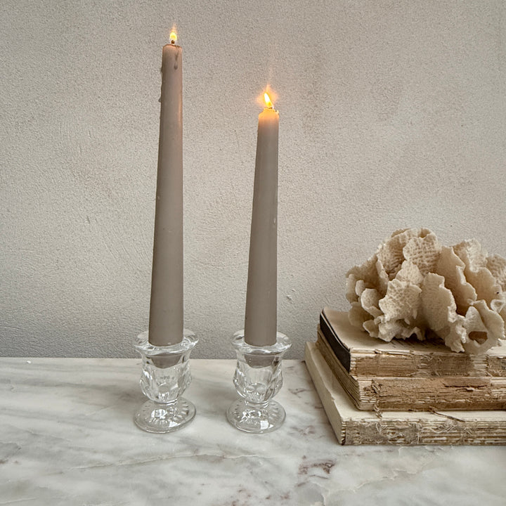 Small glass dinner candle holder