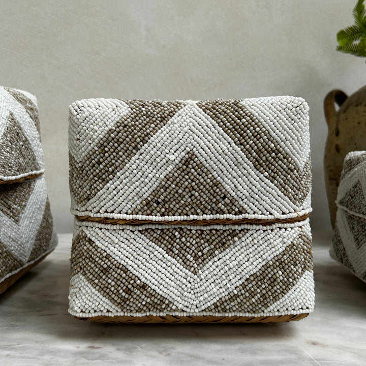Handwoven beaded storage box | Rani