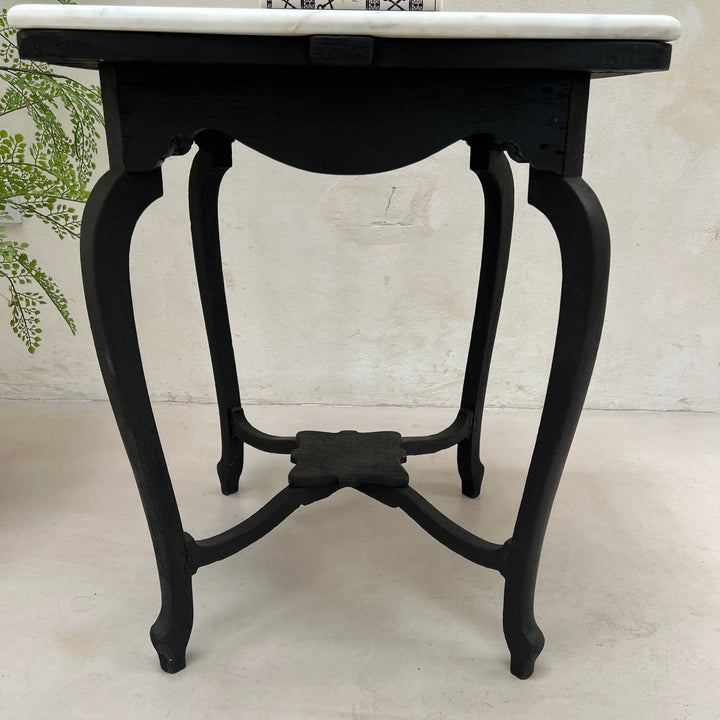 Vintage Polished Marble Top Square Side Table | Arnot
