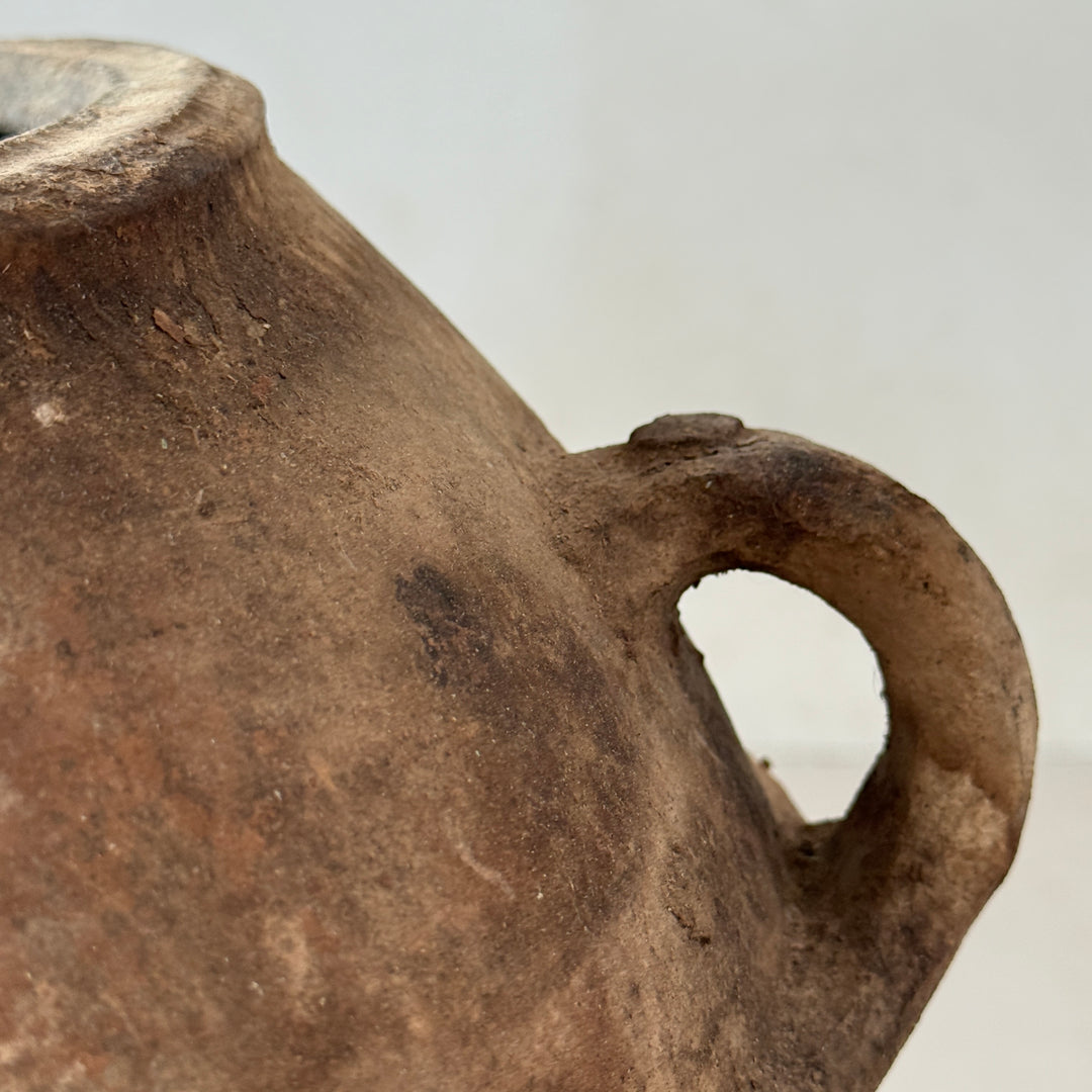 Antique Moroccan Berber Terracotta Cooking Pot on Stand
