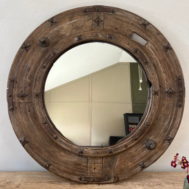 Antique Nautical Wooden Round Mirror | Anki
