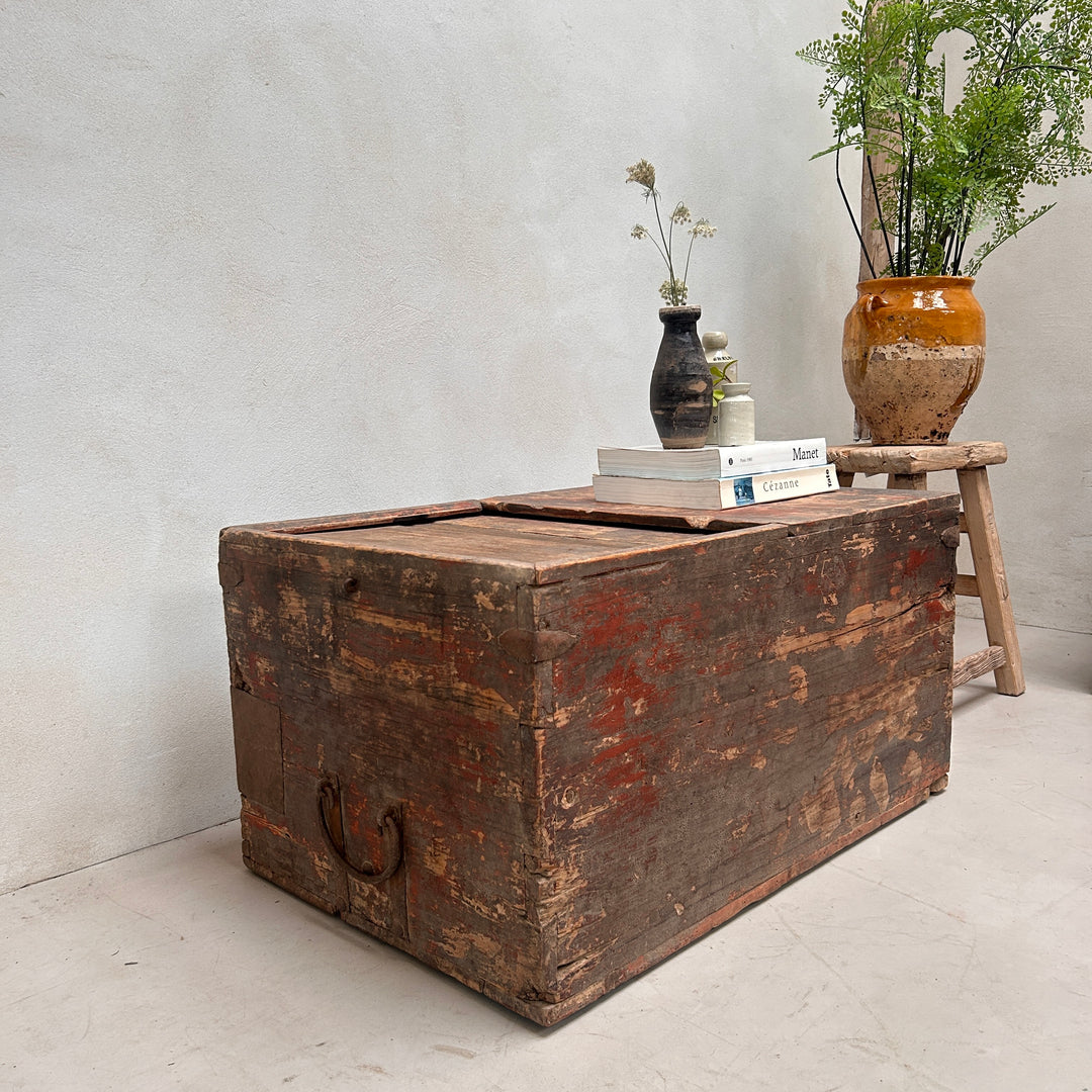Primitive Vintage Painted Wooden Blanket Box | Otis