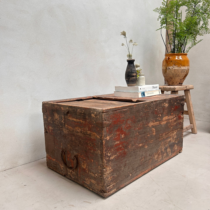 Primitive Vintage Painted Wooden Blanket Box | Otis