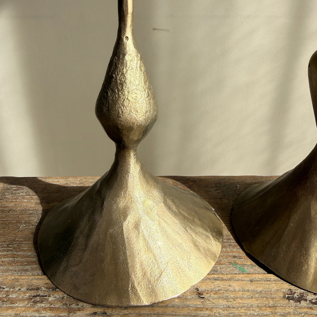 Hammered Brass Metal Candlestick Holder
