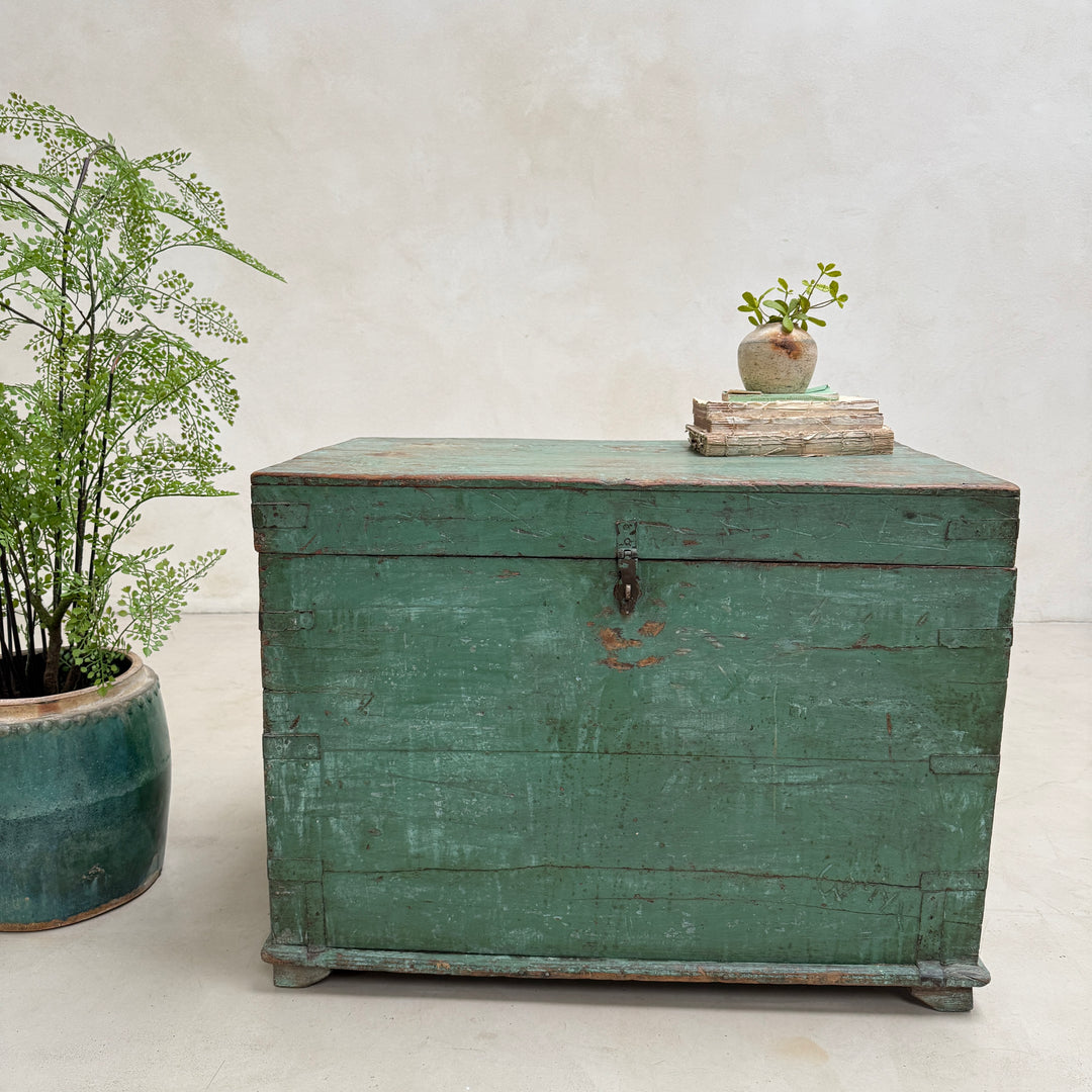 Antique Turquoise Painted Blanket Box | Compton