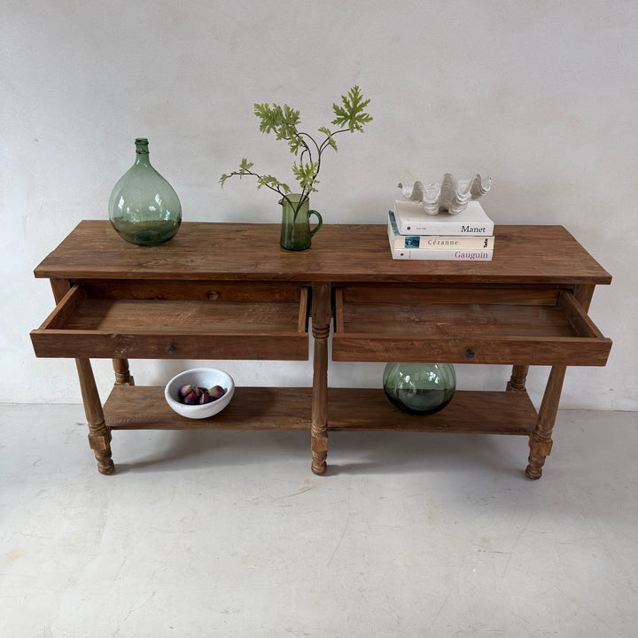 Reclaimed Dark Wood Console Table With Drawers | George