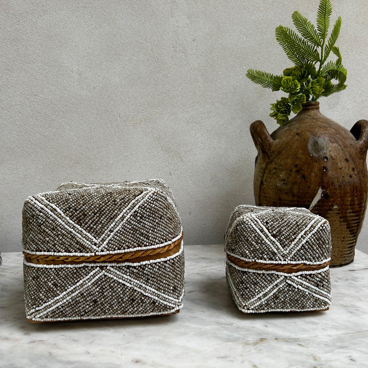Handwoven beaded storage box | Laili