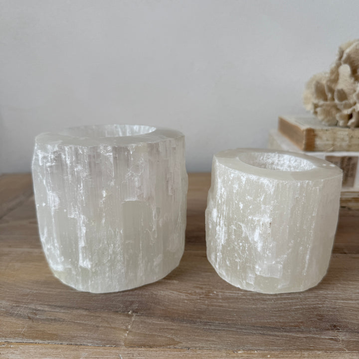 Ivory Selenite Tealight Holder