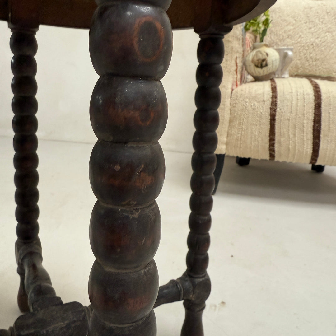 Vintage Dark Wood Bobbin Table