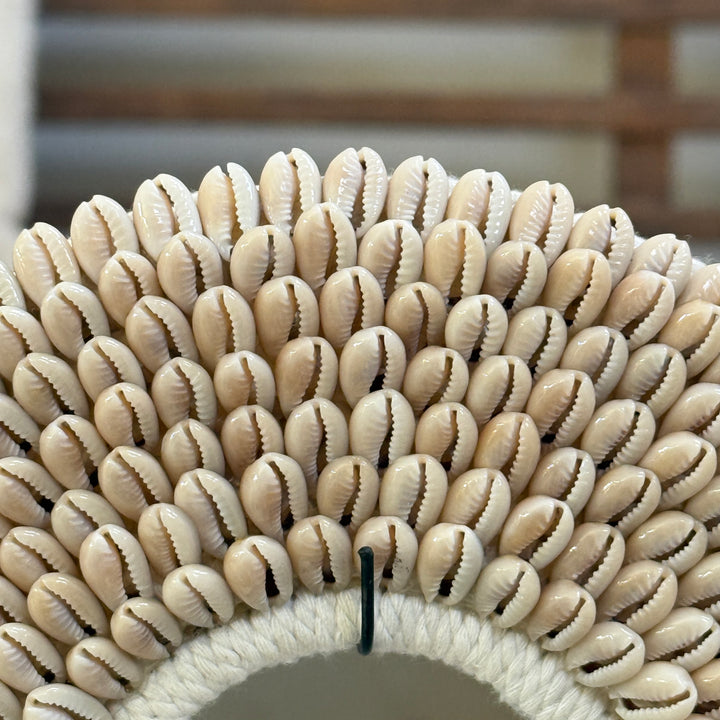 Beaded shell circle on stand | Small
