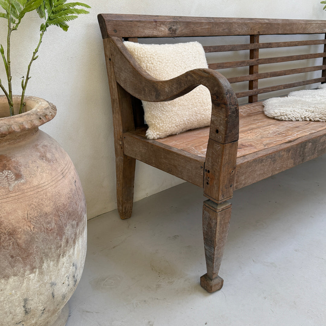 Large antique hand carved wooden bench | Rupert
