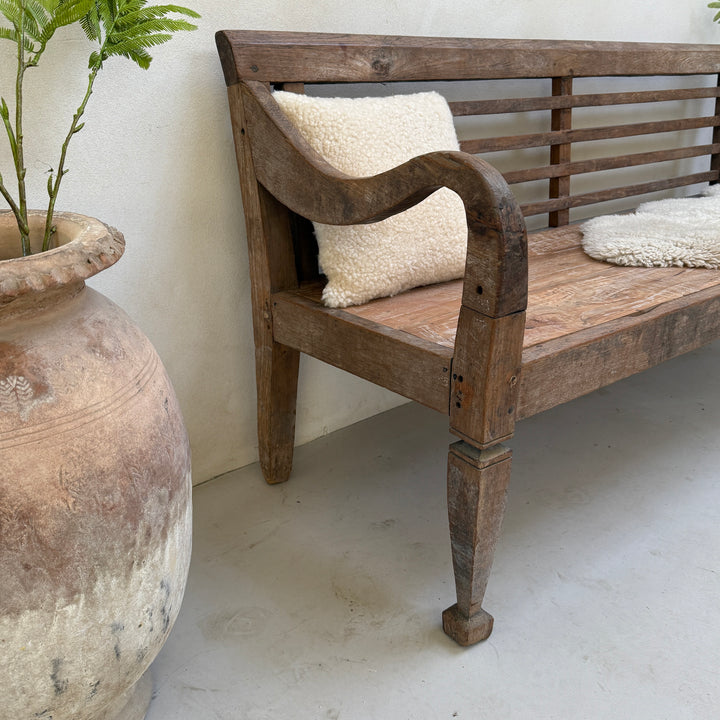 Large antique hand carved wooden bench | Rupert
