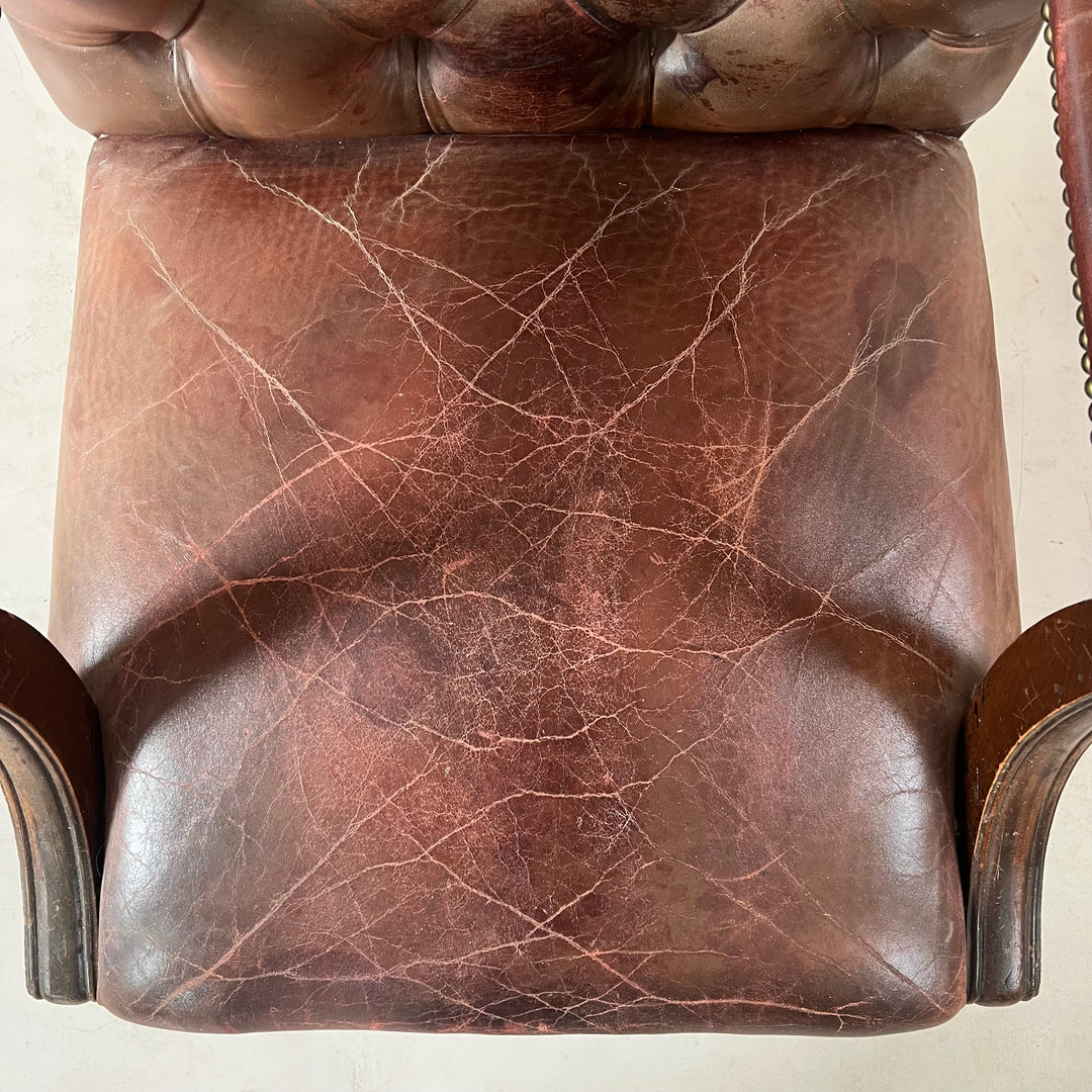 Vintage Mahogany Leather Gainsborough Swivel Chair | Oswald