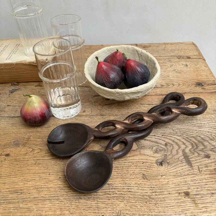 Dark Wood Salad Servers