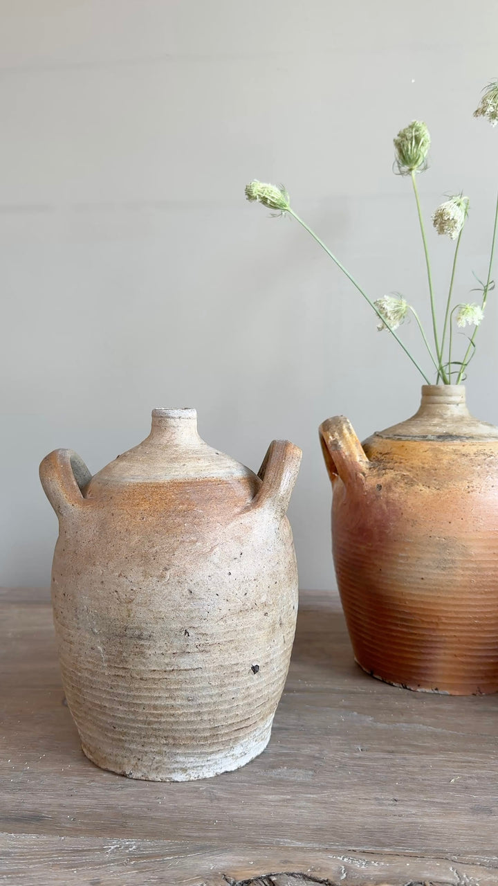 Antique French Two Handle Stoneware Storage Jar