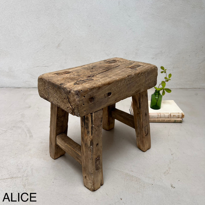 Antique rustic wood footstool (Select from photo)