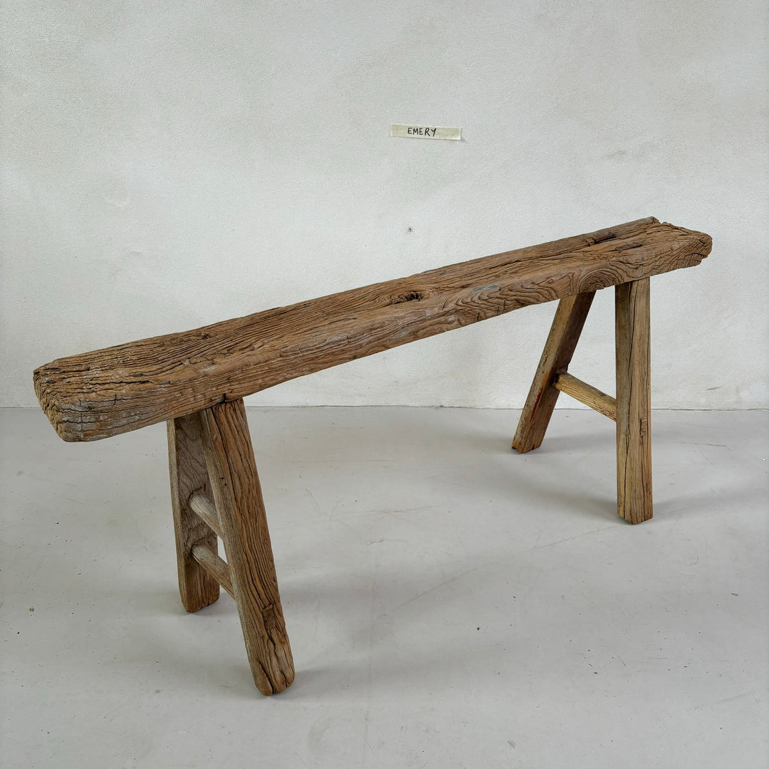 Antique Rustic Wooden Bench Emery