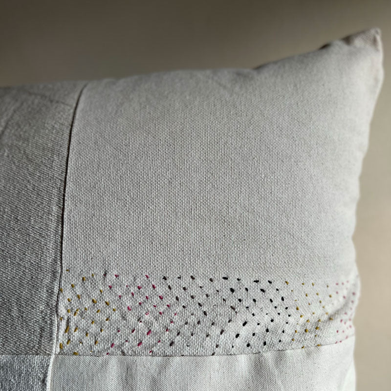 Ecru hand-stitched large cushion | Izmir