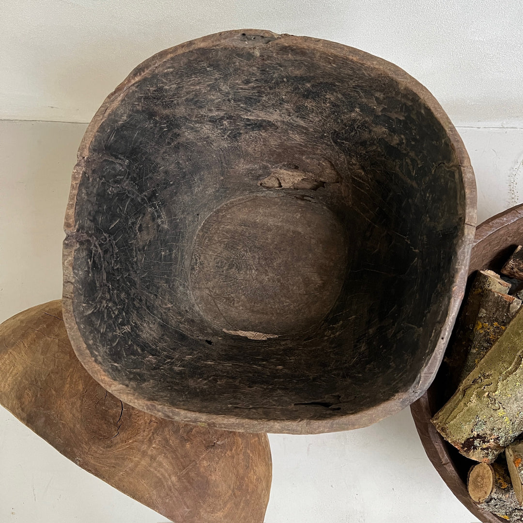 Extra Large Antique Wooden Root Bowl Bemnet