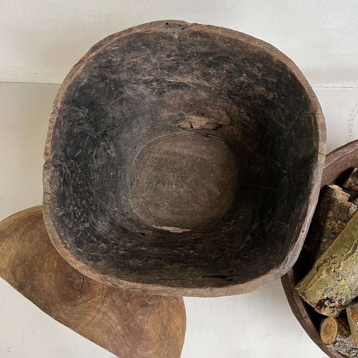 Extra Large Antique Wooden Root Bowl Bemnet