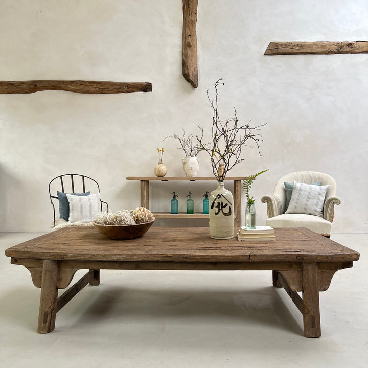 Extra large antique dark wood coffee table | Darcey 