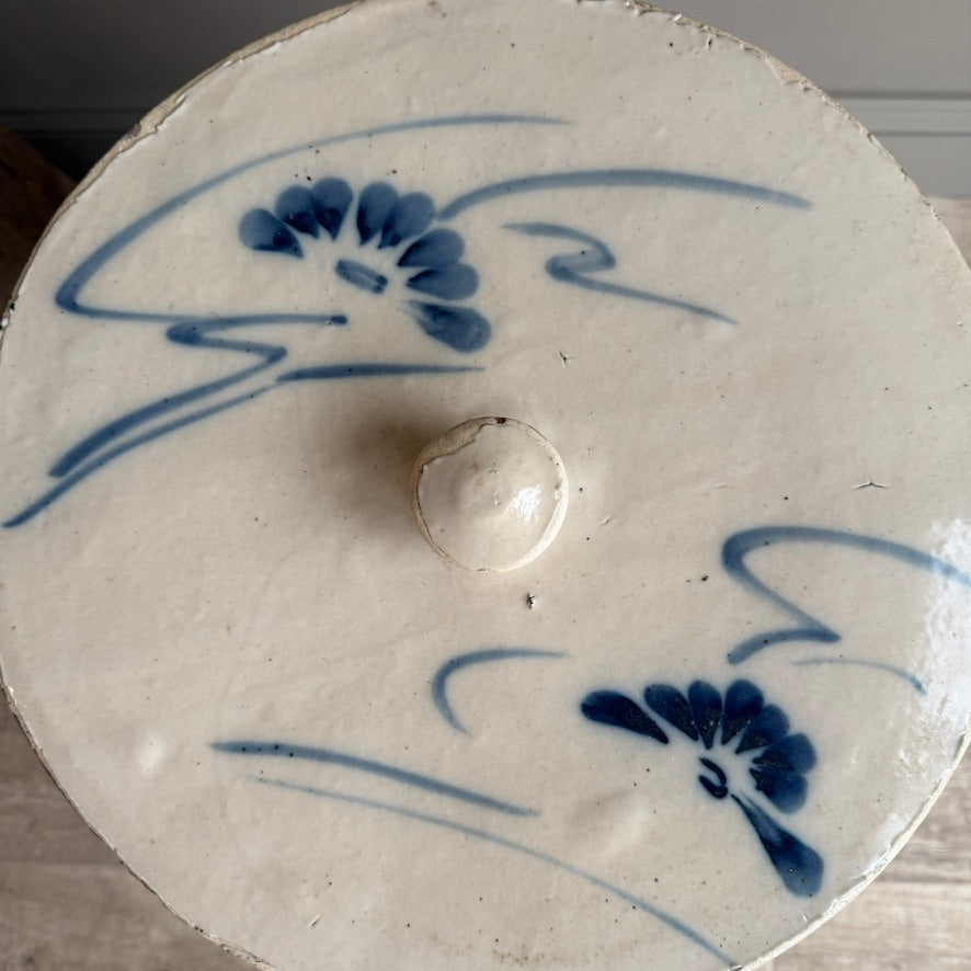 Large Antique Chinese Cizhou Storage Jar with Lid