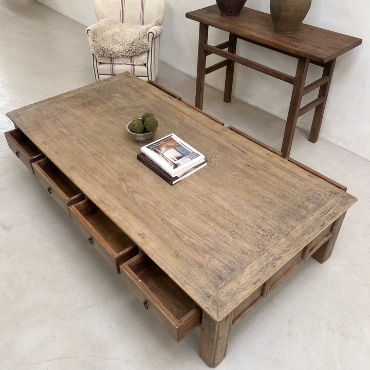 Antique Extra Large Coffee table with drawers | Matilda