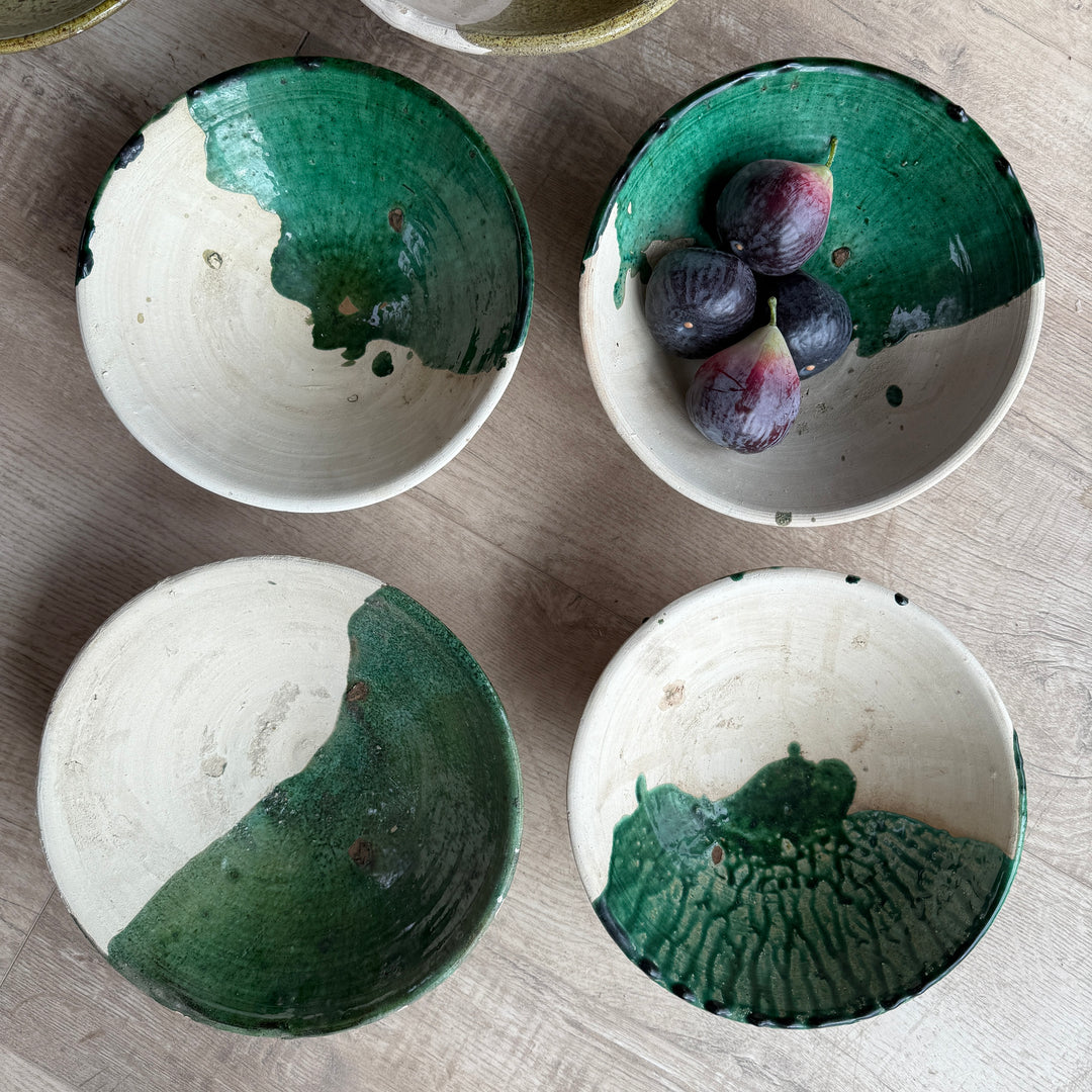 Moroccan Bowl Green Glazed | Natural Unglazed