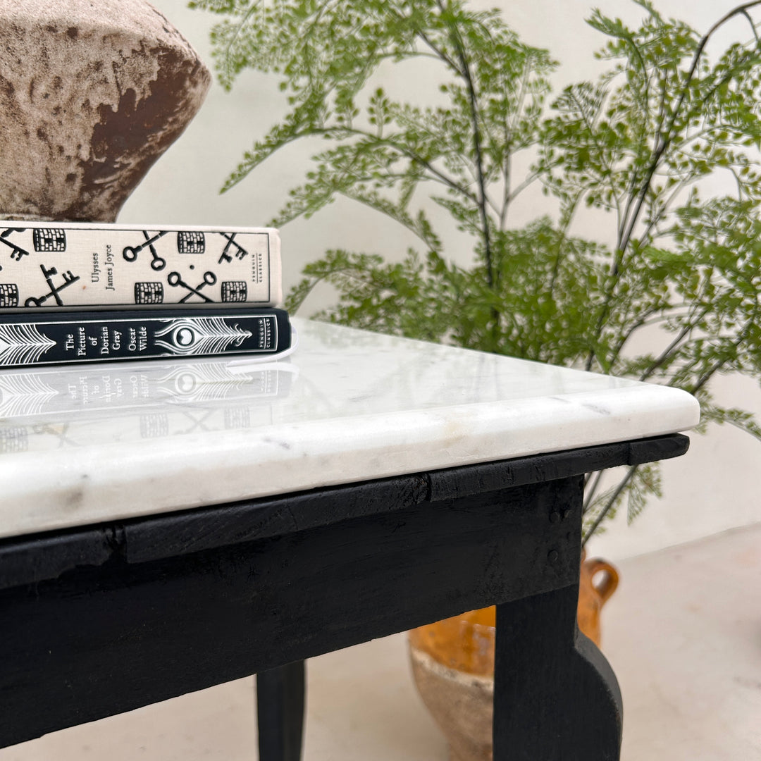 Vintage Polished Marble Top Square Side Table | Alnwick