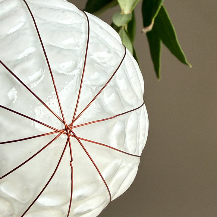 White Glass &amp; Copper Bauble Christmas Decoration