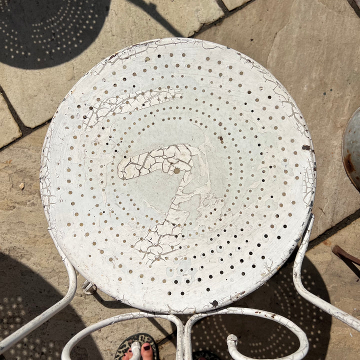 Vintage French Provincial Style White Iron Bistro Set | Stephanie