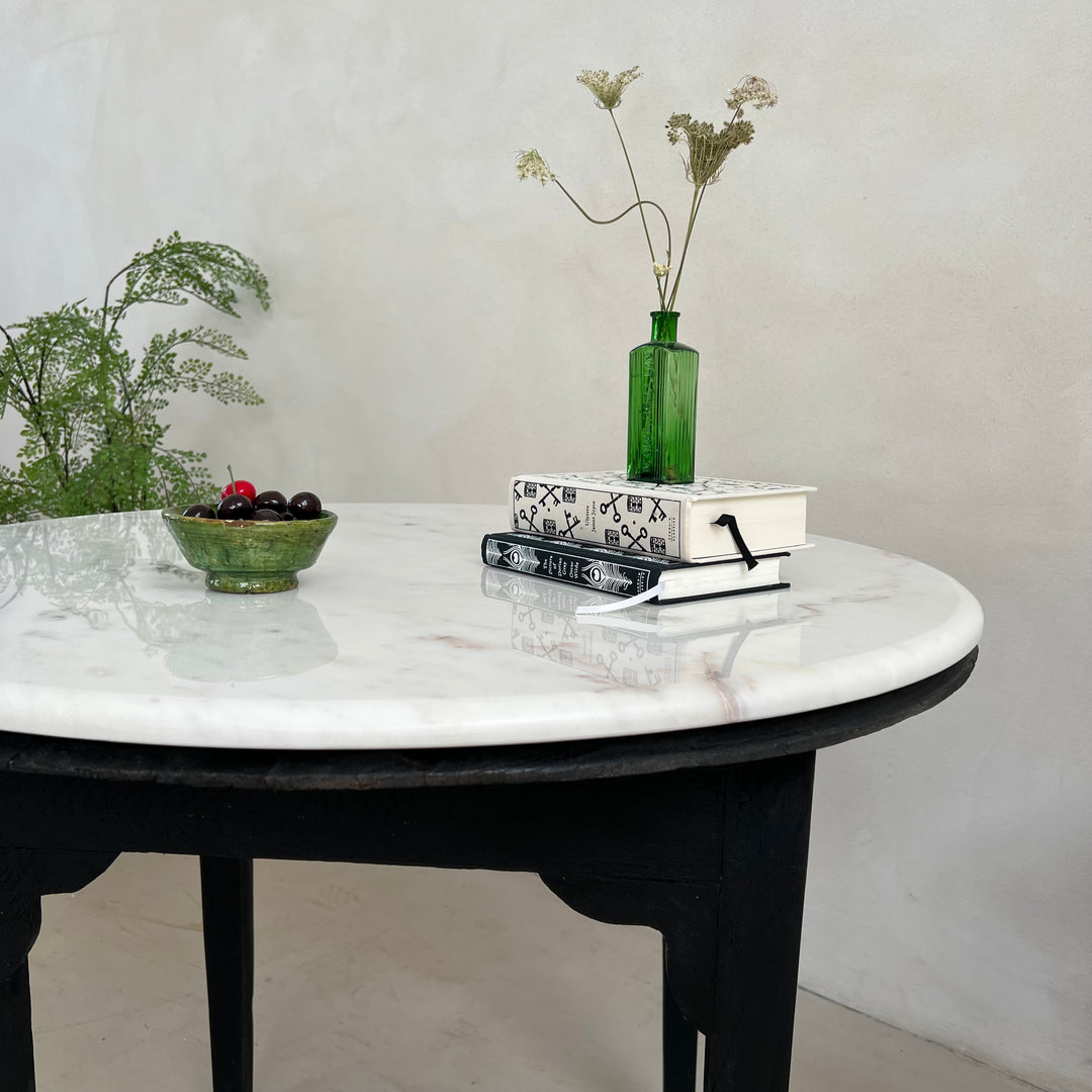 Vintage Marble Top Round Side Table | Bramber