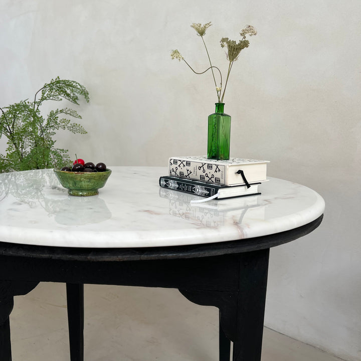 Vintage Marble Top Round Side Table | Bramber