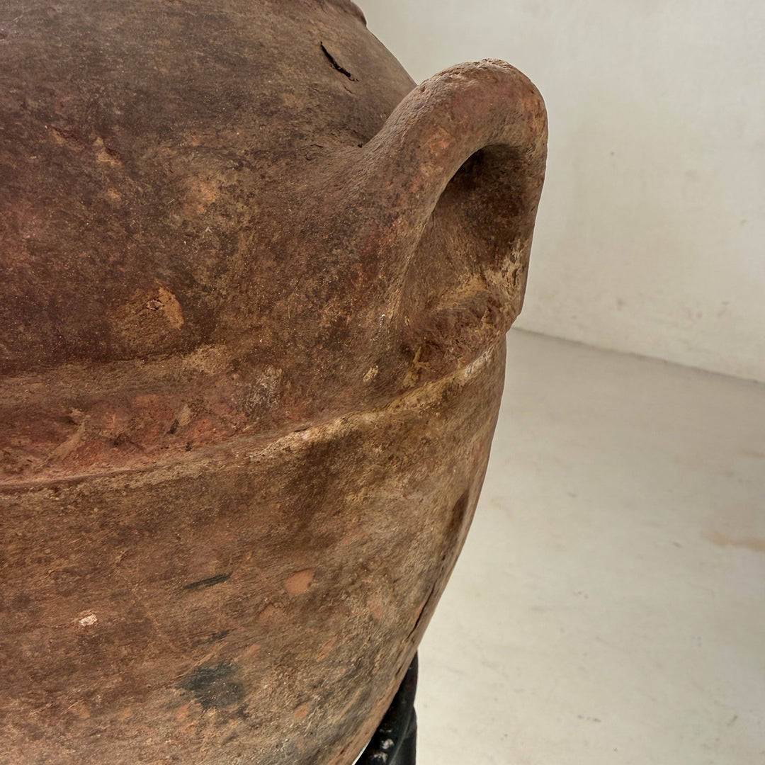 Antique Moroccan Berber Terracotta Cooking Pot on Stand