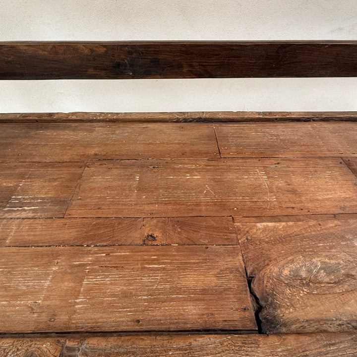 Large antique hand carved wooden bench