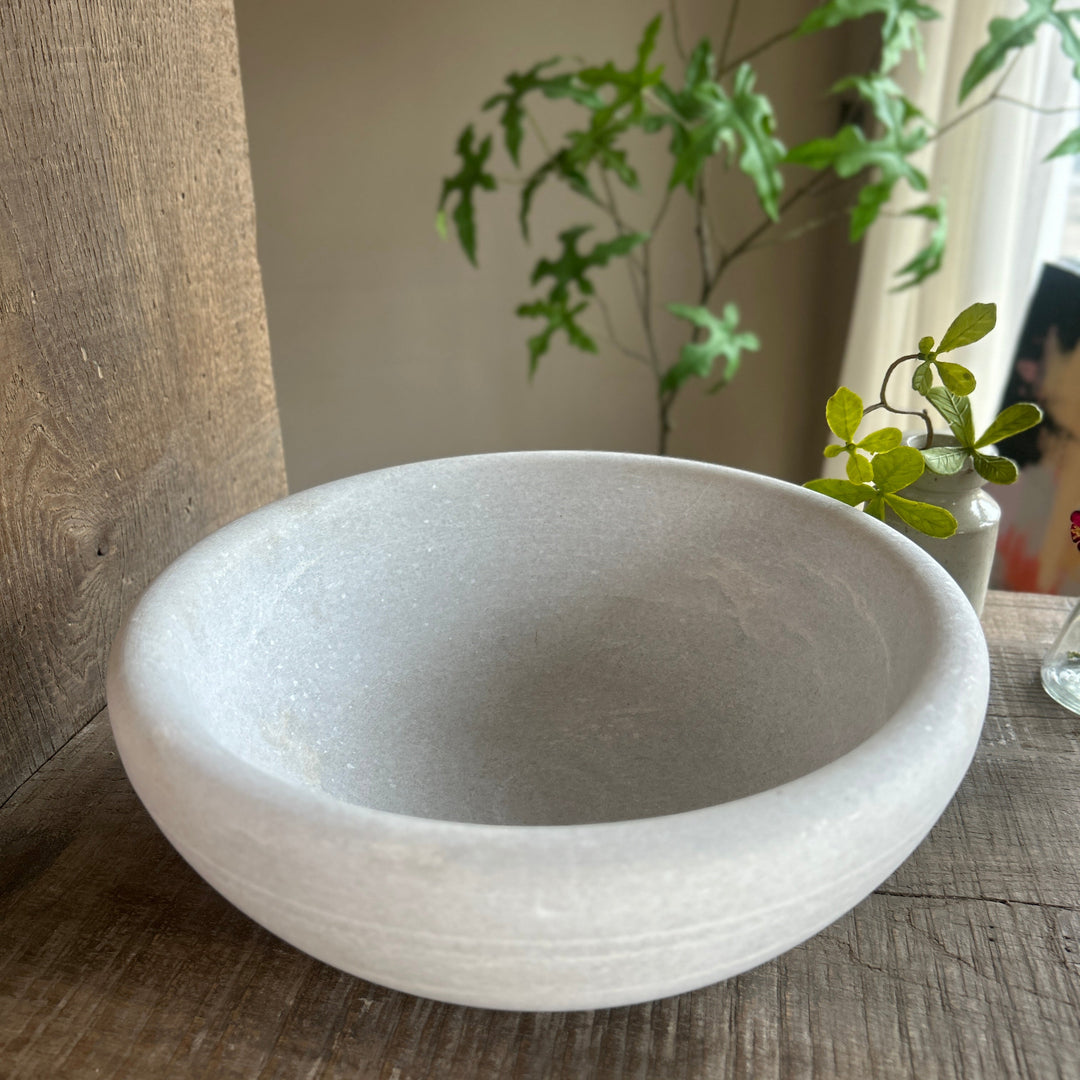 White Honed Marble Decorative Bowl
