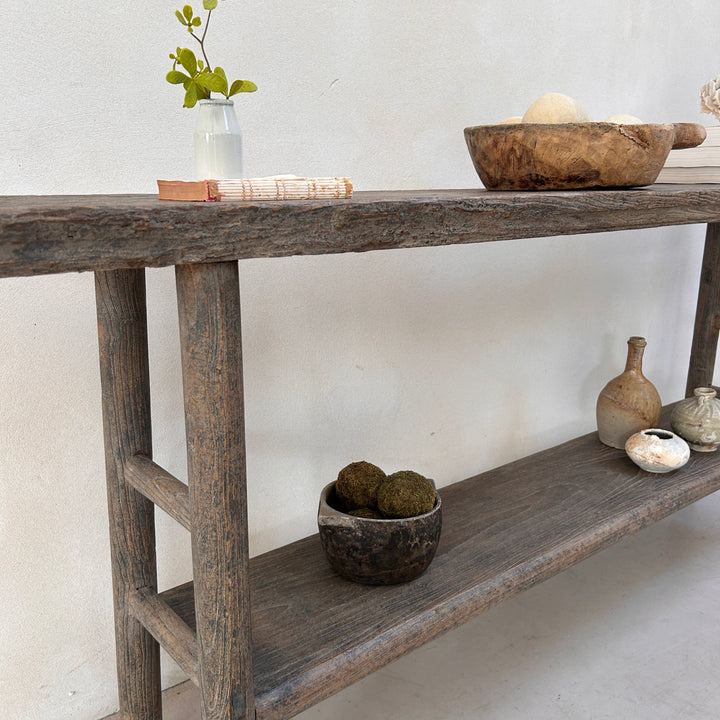 Antique rustic elm console table | Gus