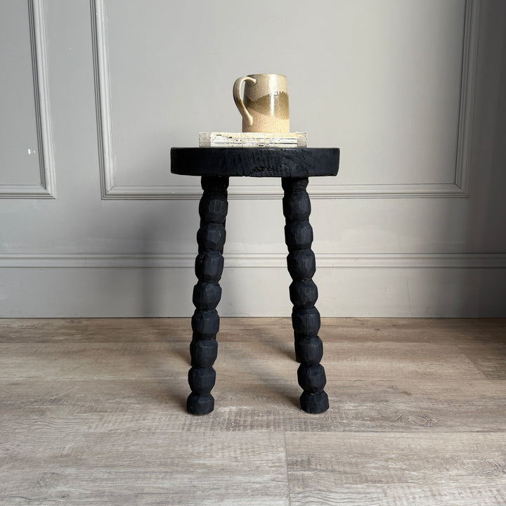 Black Wooden Bobbin Stool