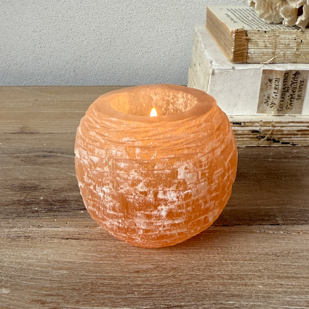 Rose Selenite Tealight Holder