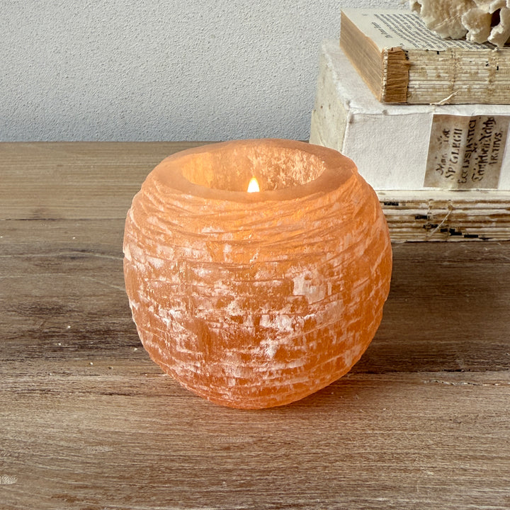 Rose Selenite Tealight Holder