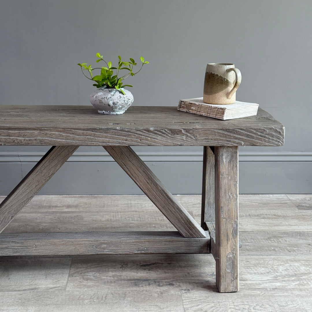 Reclaimed Rustic Elm Bench | Cambridge