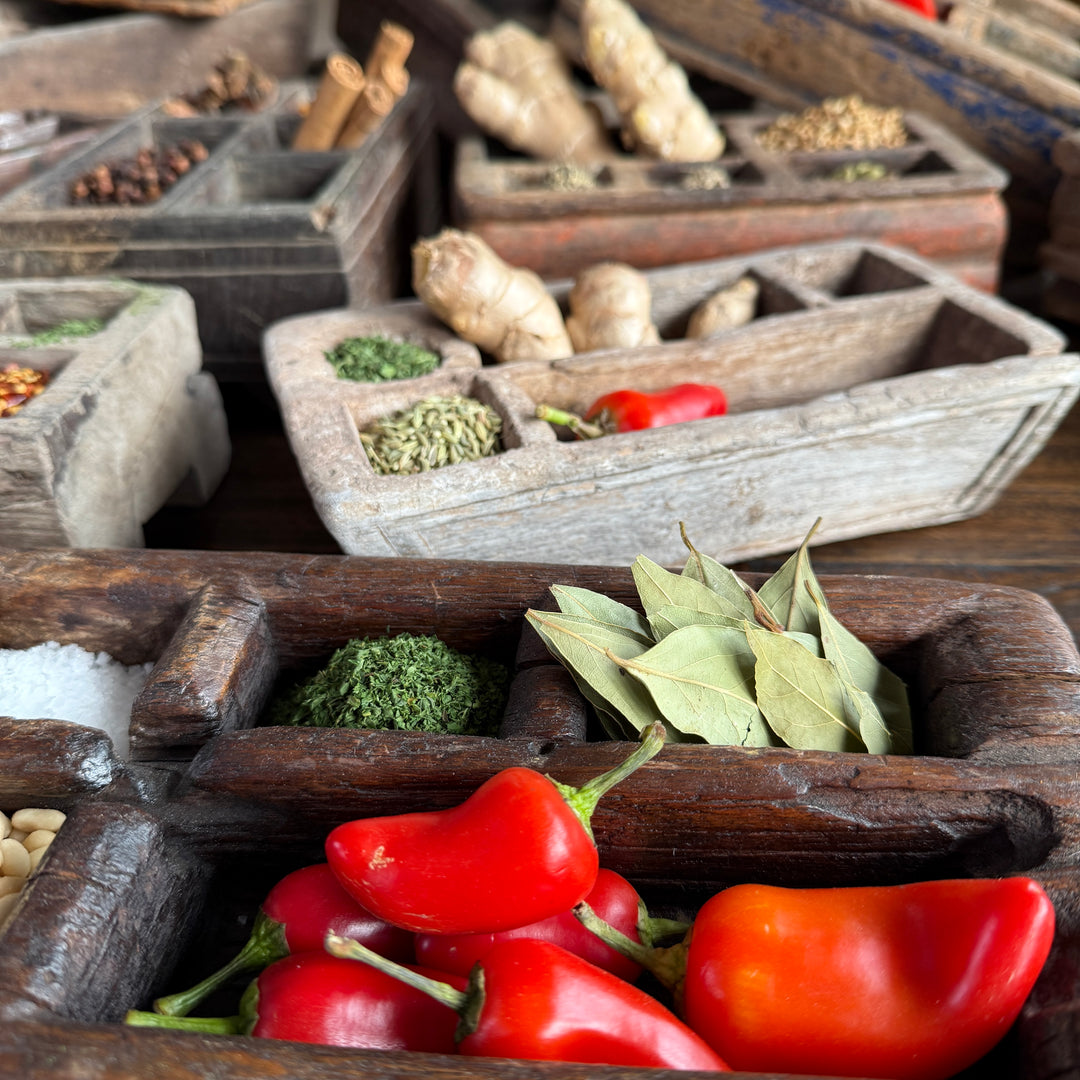 Rustic Antique Wooden Spice Tray