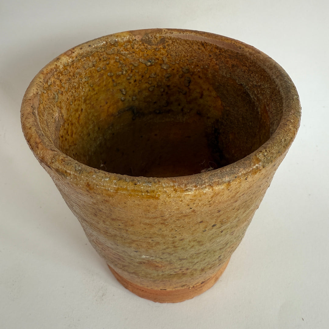 Stoneware ochre hand made plant pot tall