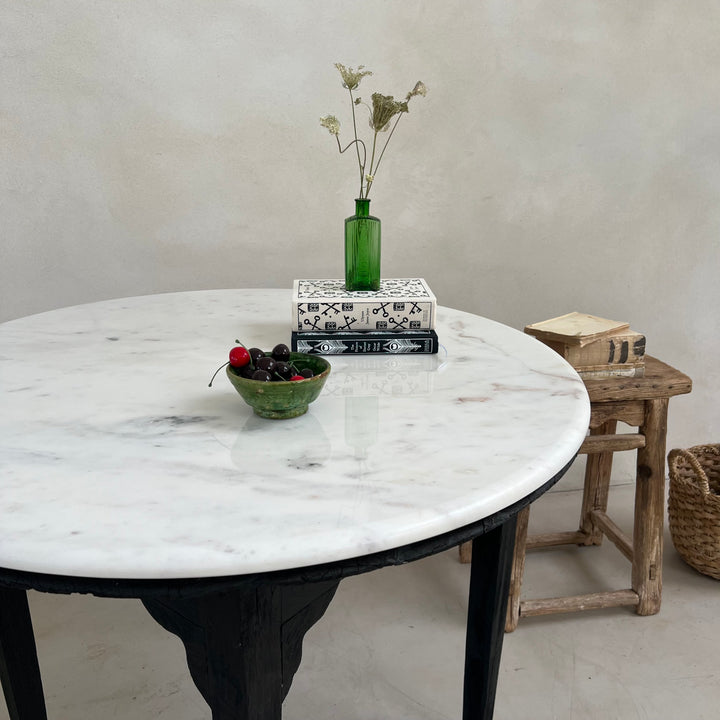 Vintage Marble Top Round Side Table | Bramber