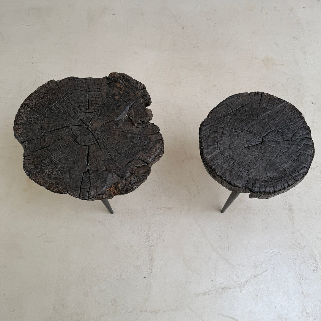 Pair of small burr walnut side tables