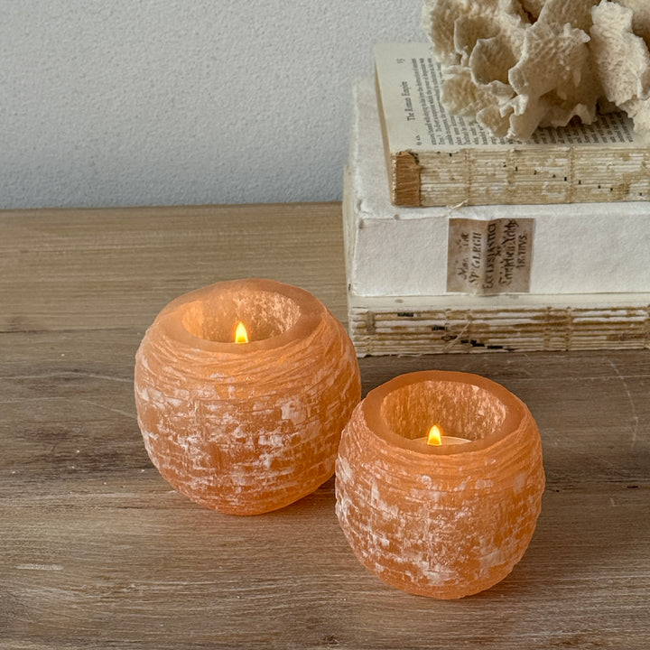 Rose Selenite Tealight Holder