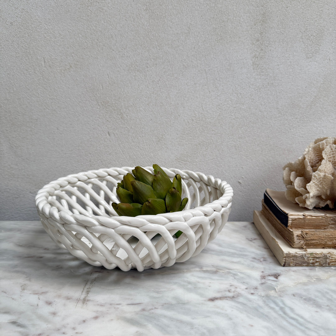 Porcelain white basket bowl | Ruth